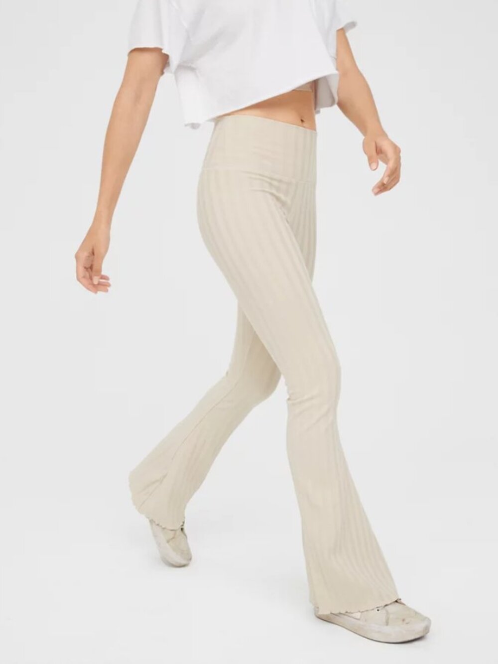 Aerie OG Groove Flare Legging Pants Size Medium in Soft oat Shade - Picture 12 of 12